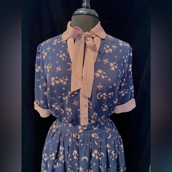 Collectif Eleanor Moonflower Blouse & Skirt Set, US Women’s Size 10 - Picture 3 of 15